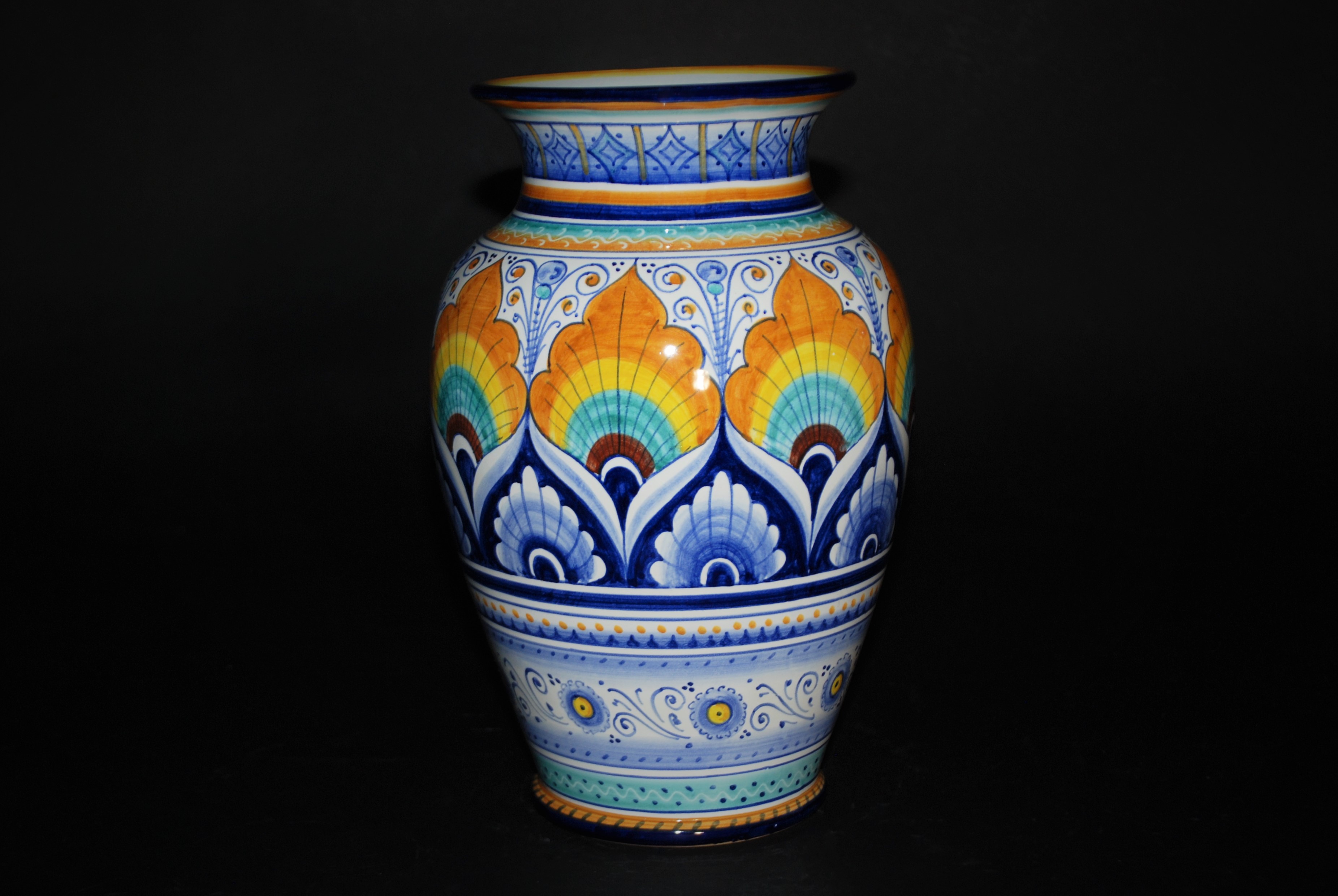 La Vecchia Faenza - Vaso Ceramica Dipinto a Mano dec. Pavona